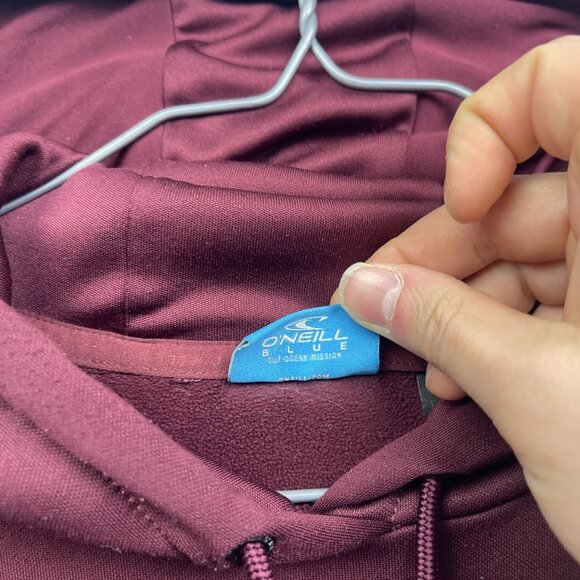 Y2K O'Neill Hoodie Mens Skater Sweatshirt Jacket Burgundy Red Sz L Embroidery - Picture 6 of 11